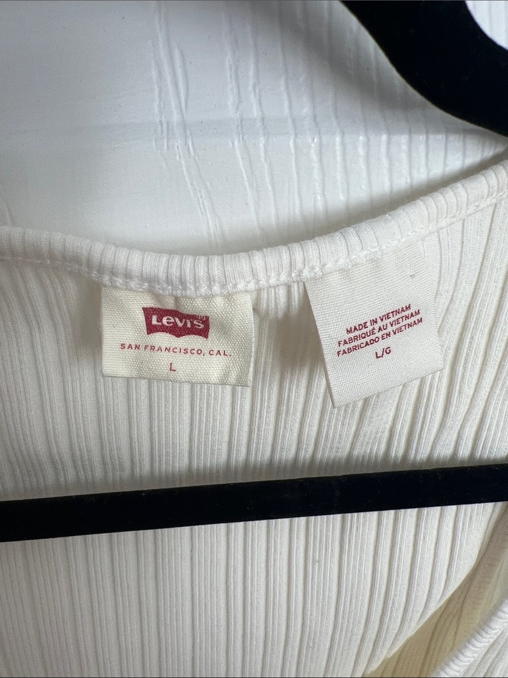 Levi's Cream Ribbed Henley Tank - Picture 2 of 3